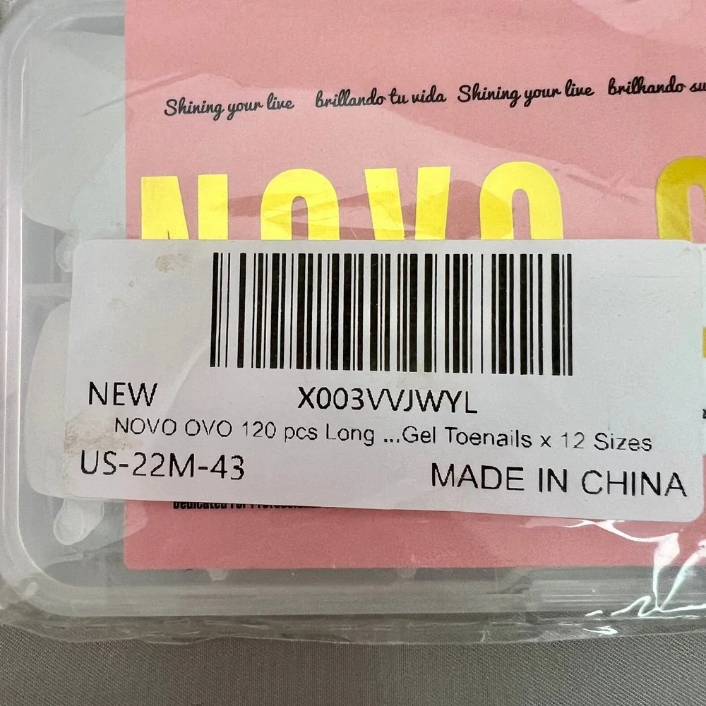 NOVO OVO Long Toe Nail Tips Women 120pc Clear NEW Curved Matte Tapered Square
